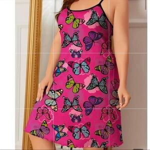 Women's Plus Size Pink Butterfly Cami Sleep/Nightgown Size 3XL
